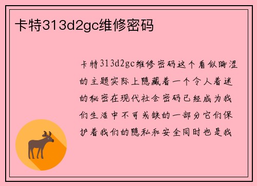 卡特313d2gc维修密码